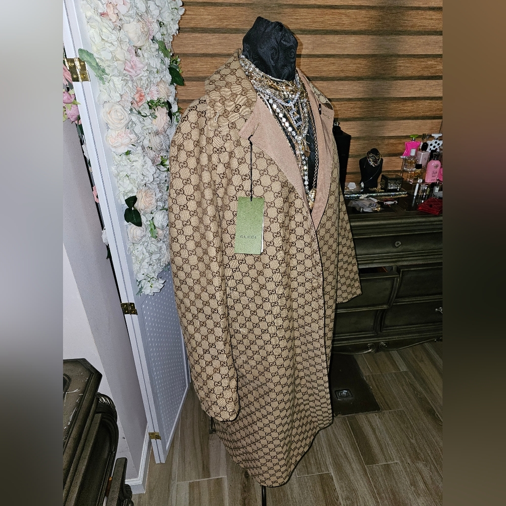 New Gucci 2022 Reversible Trench Coat 48 Jacket GG Logo Unisex Brand New